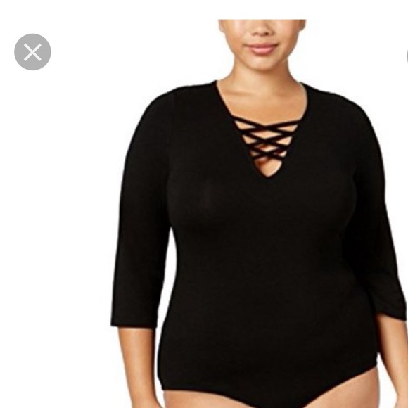 Mblm Bodysuit By Tess Holiday Trendy Plus Size Lace-up. - Picture 2 of 5